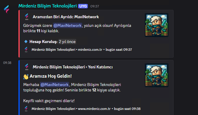 Aramızdan biri ayrıldı ve Aramıza hoş geldin mesajları